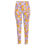 Watercolor Apricot Fruit Pattern Print High-Waisted Pocket Leggings