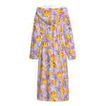 Watercolor Apricot Fruit Pattern Print Hooded Bathrobe