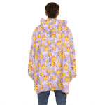 Watercolor Apricot Fruit Pattern Print Hoodie Blanket