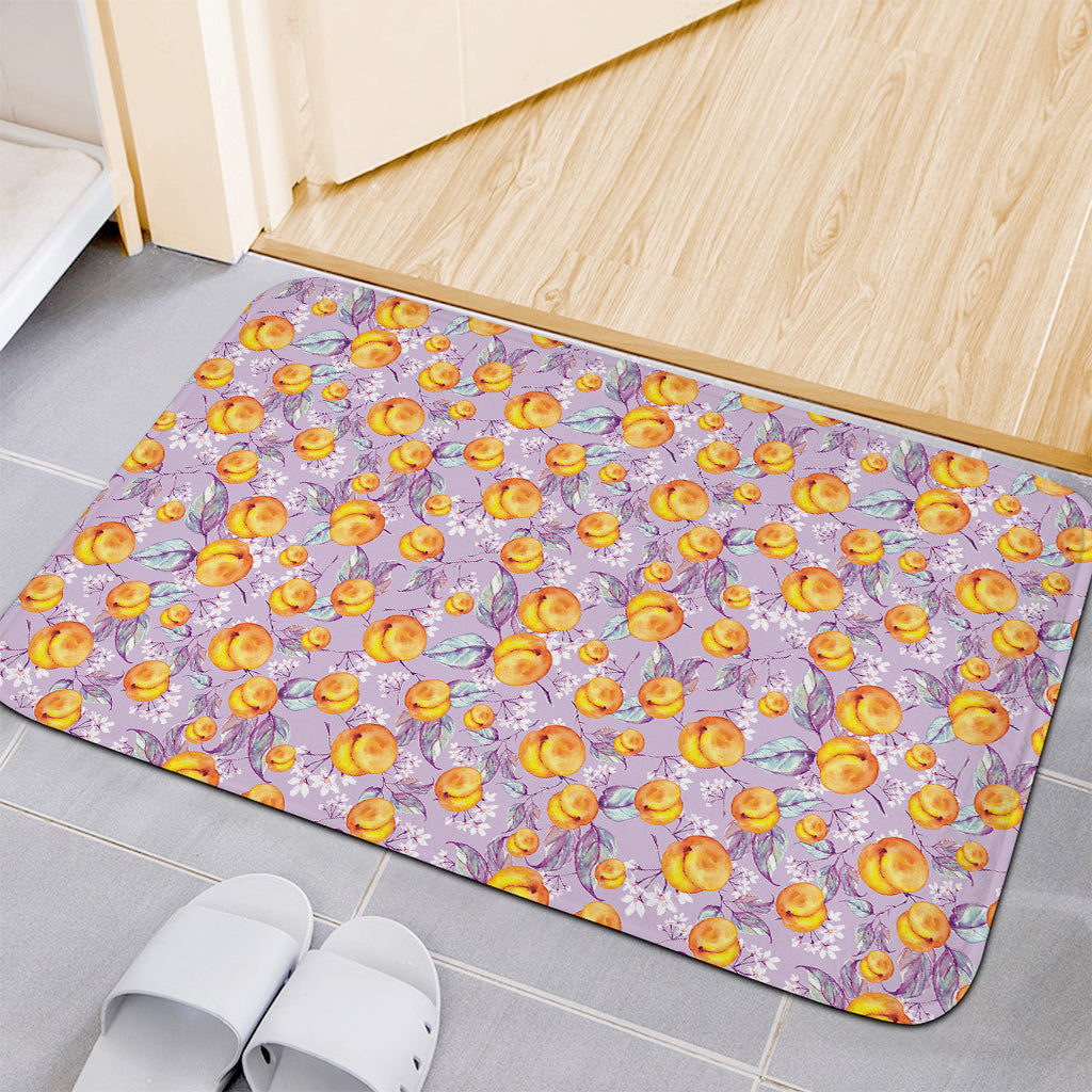 Watercolor Apricot Fruit Pattern Print Indoor Door Mat