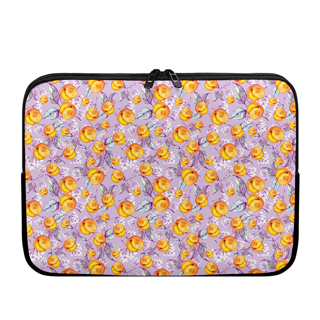 Watercolor Apricot Fruit Pattern Print Laptop Sleeve