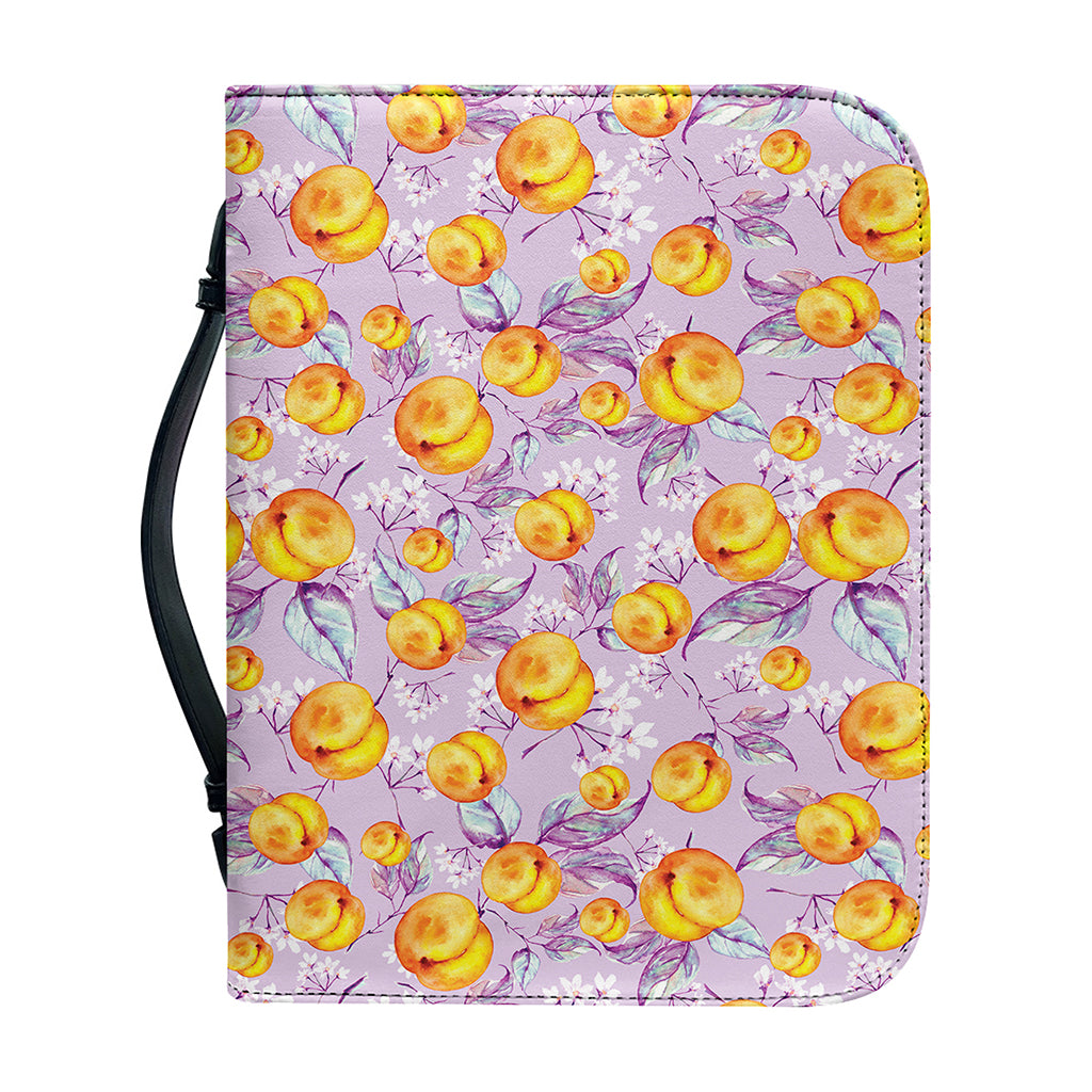 Watercolor Apricot Fruit Pattern Print Leather Bible Cover