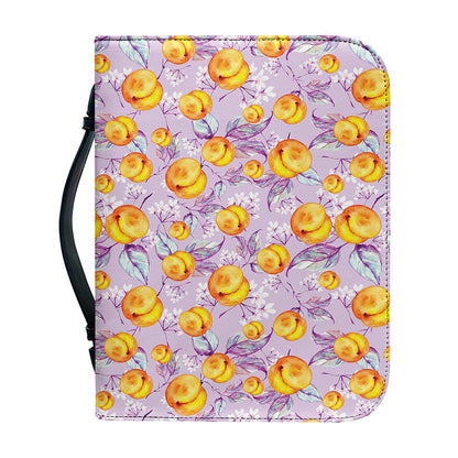 Watercolor Apricot Fruit Pattern Print Leather Bible Cover
