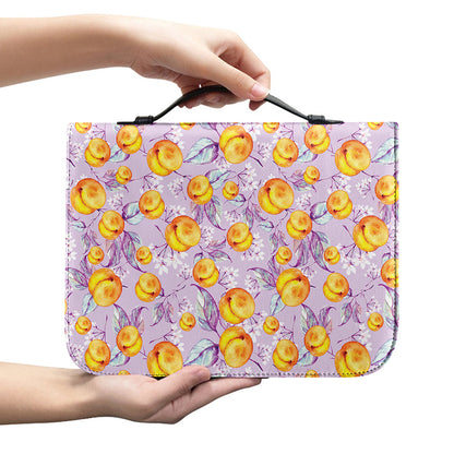 Watercolor Apricot Fruit Pattern Print Leather Bible Cover