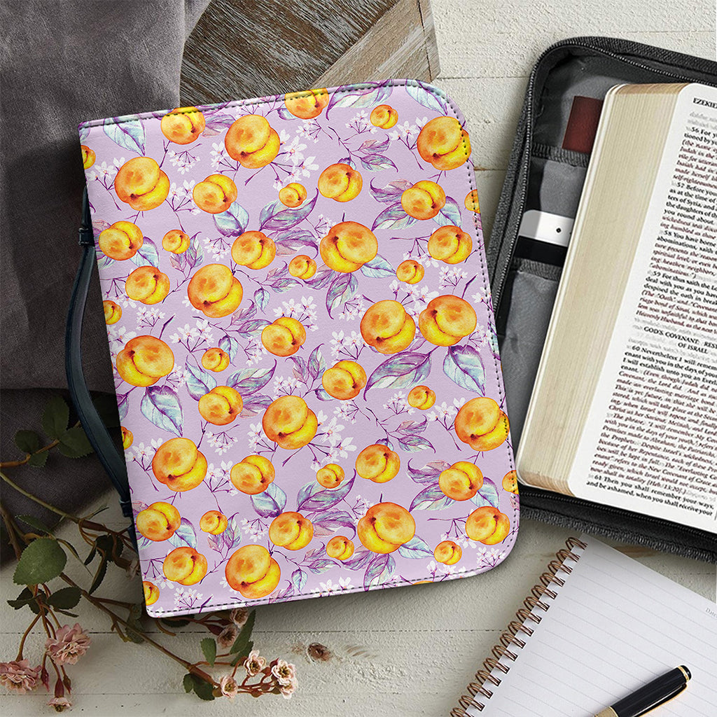 Watercolor Apricot Fruit Pattern Print Leather Bible Cover