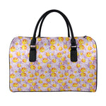 Watercolor Apricot Fruit Pattern Print Leather Duffle Bag