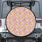 Watercolor Apricot Fruit Pattern Print Leather Spare Tire Cover