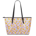 Watercolor Apricot Fruit Pattern Print Leather Tote Bag With Zipper