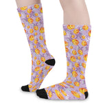 Watercolor Apricot Fruit Pattern Print Long Socks