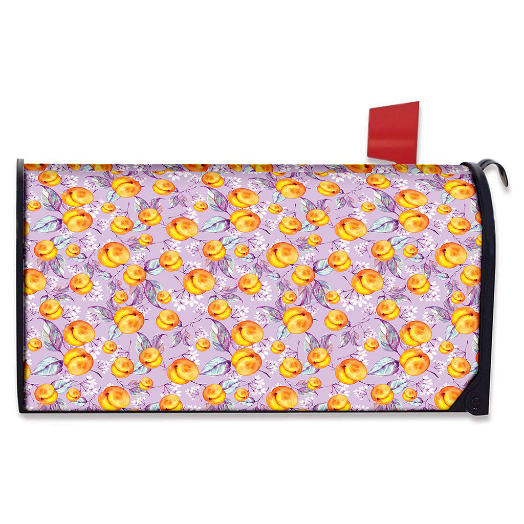 Watercolor Apricot Fruit Pattern Print Mailbox Cover