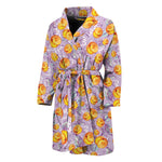 Watercolor Apricot Fruit Pattern Print Men's Bathrobe