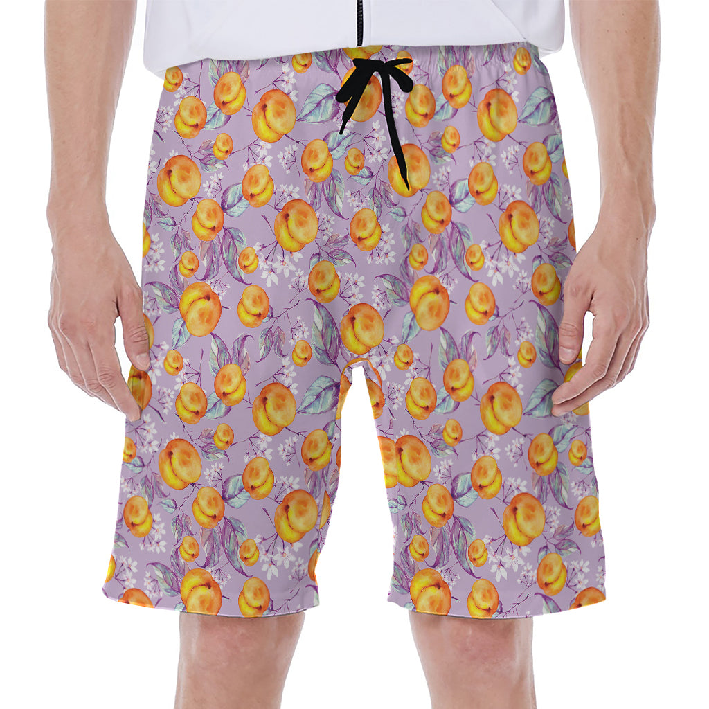 Watercolor Apricot Fruit Pattern Print Men's Beach Shorts