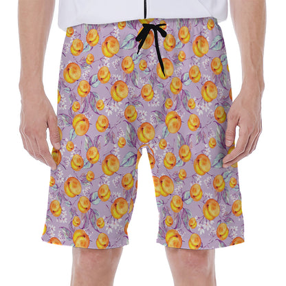 Watercolor Apricot Fruit Pattern Print Men's Beach Shorts