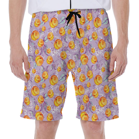 Watercolor Apricot Fruit Pattern Print Men's Beach Shorts
