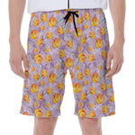 Watercolor Apricot Fruit Pattern Print Men's Beach Shorts