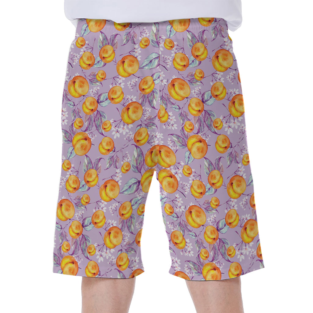 Watercolor Apricot Fruit Pattern Print Men's Beach Shorts