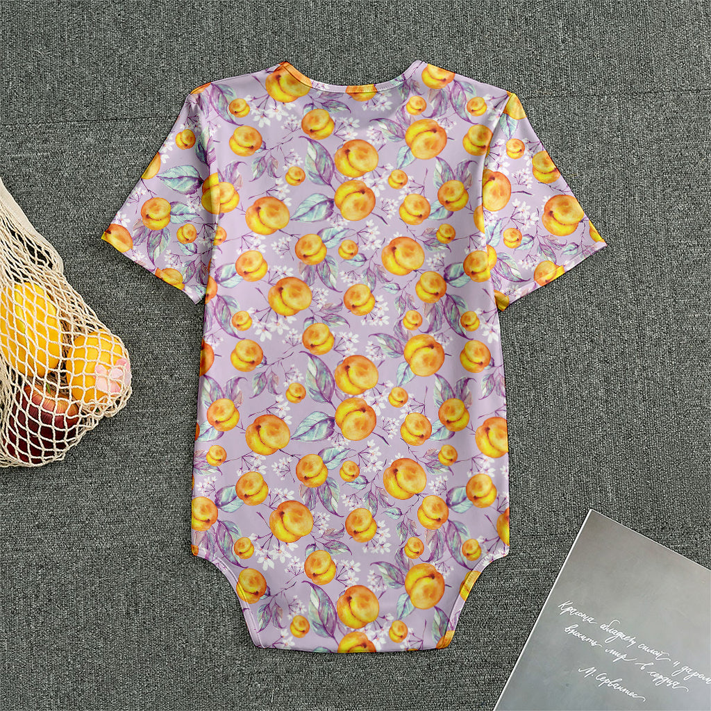 Watercolor Apricot Fruit Pattern Print Men's Bodysuit
