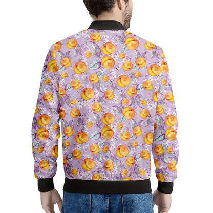Watercolor Apricot Fruit Pattern Print Men's Bomber Jacket