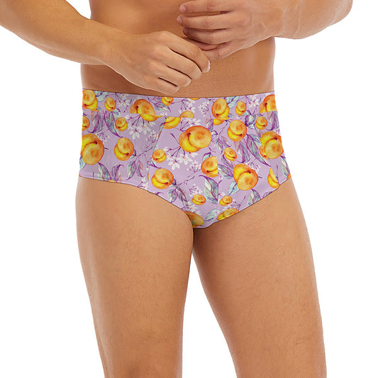 Watercolor Apricot Fruit Pattern Print Men's Briefs