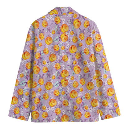 Watercolor Apricot Fruit Pattern Print Men's Cotton Blazer