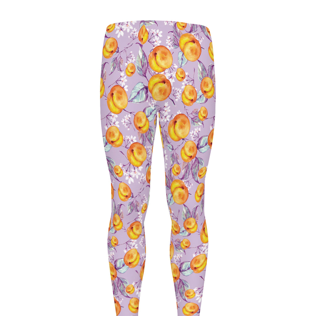 Watercolor Apricot Fruit Pattern Print Men's leggings