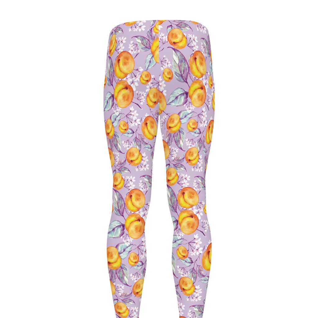 Watercolor Apricot Fruit Pattern Print Men's leggings