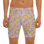 Watercolor Apricot Fruit Pattern Print Men's Long Boxer Briefs