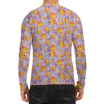 Watercolor Apricot Fruit Pattern Print Men's Long Sleeve Rash Guard