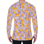 Watercolor Apricot Fruit Pattern Print Men's Long Sleeve T-Shirt
