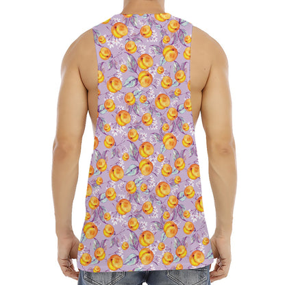 Watercolor Apricot Fruit Pattern Print Men's Muscle Tank Top