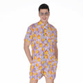Watercolor Apricot Fruit Pattern Print Men's Romper