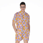 Watercolor Apricot Fruit Pattern Print Men's Rompers