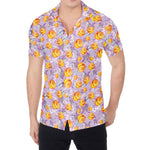 Watercolor Apricot Fruit Pattern Print Men's Shirt
