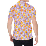 Watercolor Apricot Fruit Pattern Print Men's Shirt