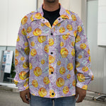 Watercolor Apricot Fruit Pattern Print Men's Shirt Jacket