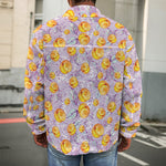 Watercolor Apricot Fruit Pattern Print Men's Shirt Jacket