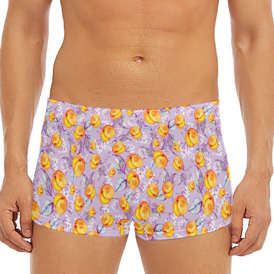 Watercolor Apricot Fruit Pattern Print Men's Short Boxer Briefs