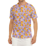 Watercolor Apricot Fruit Pattern Print Men's Short Sleeve Rash Guard