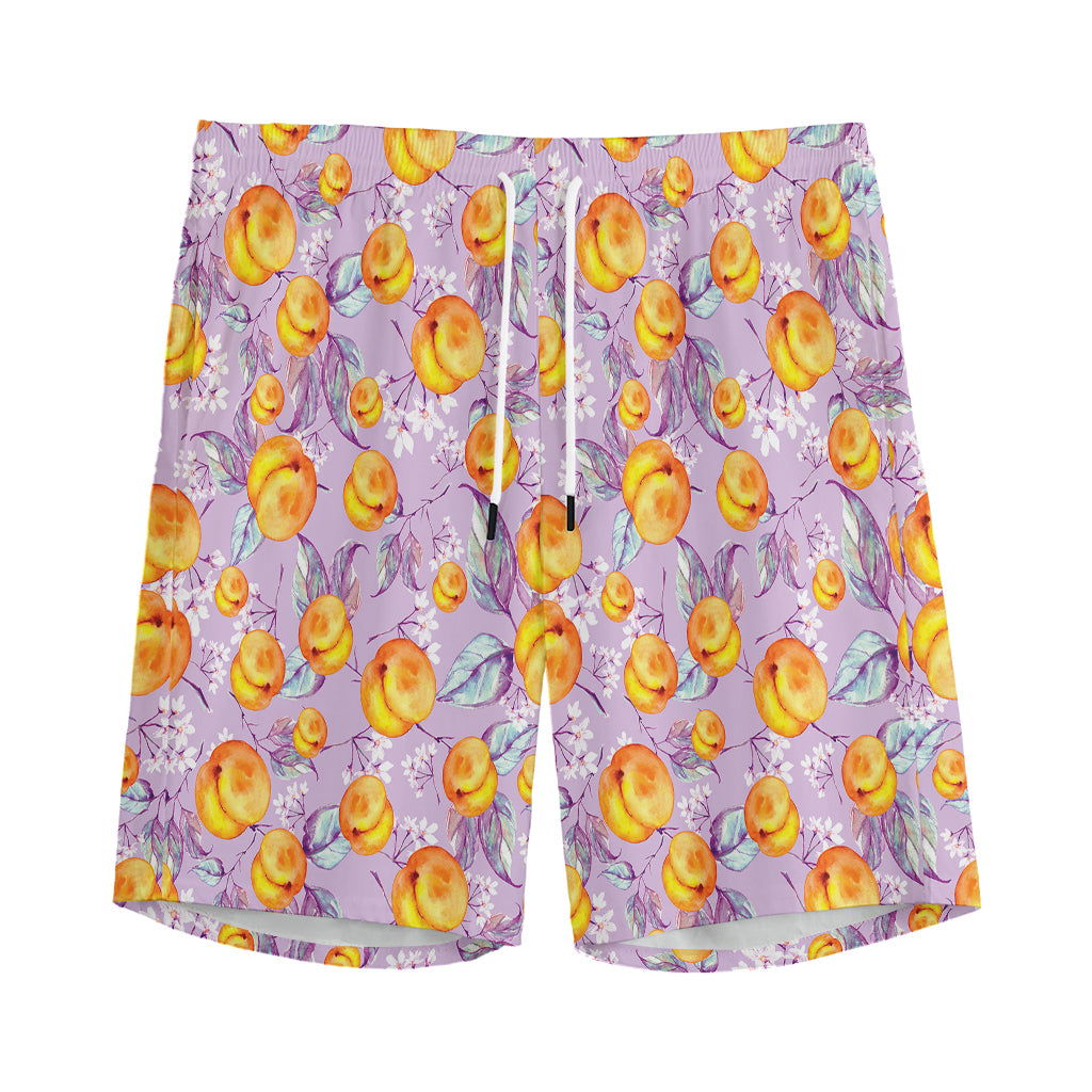 Watercolor Apricot Fruit Pattern Print Men's Sports Shorts