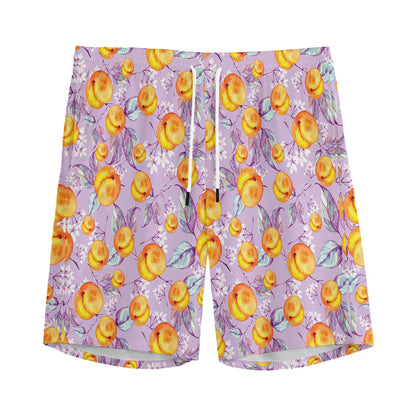 Watercolor Apricot Fruit Pattern Print Men's Sports Shorts