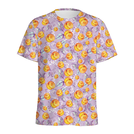 Watercolor Apricot Fruit Pattern Print Men's Sports T-Shirt
