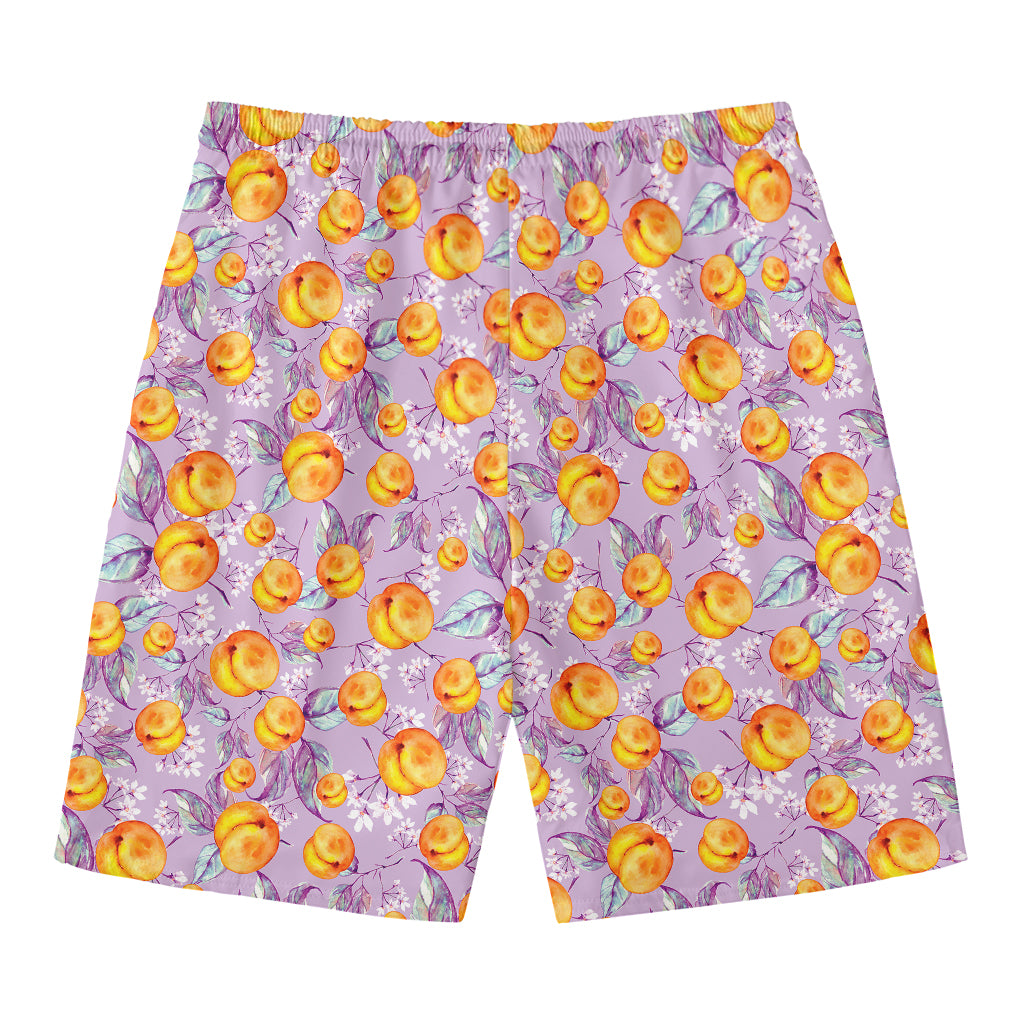 Watercolor Apricot Fruit Pattern Print Men's Swim Trunks