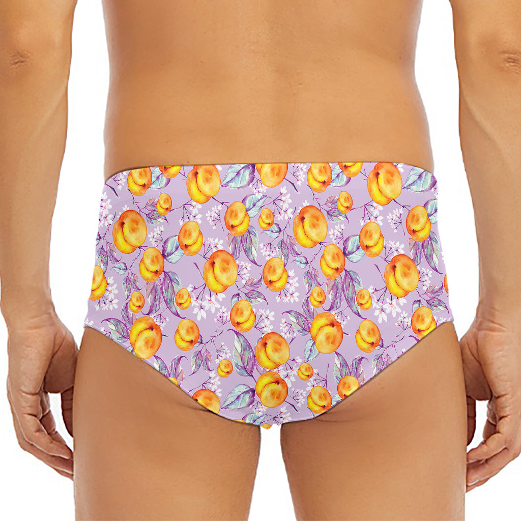 Watercolor Apricot Fruit Pattern Print Men's Triangle Swim Briefs