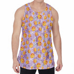 Watercolor Apricot Fruit Pattern Print Men's Velvet Tank Top