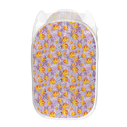 Watercolor Apricot Fruit Pattern Print Mesh Laundry Hamper