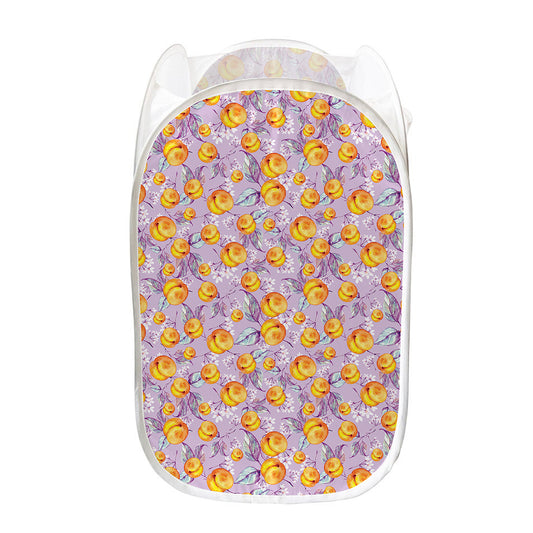 Watercolor Apricot Fruit Pattern Print Mesh Laundry Hamper