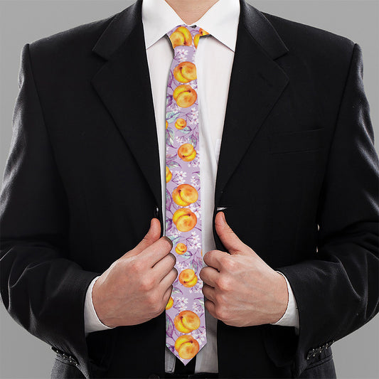 Watercolor Apricot Fruit Pattern Print Necktie