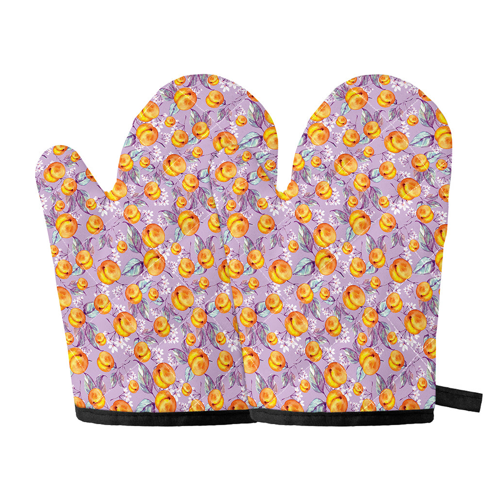 Watercolor Apricot Fruit Pattern Print Oven Mitts