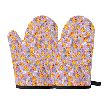 Watercolor Apricot Fruit Pattern Print Oven Mitts