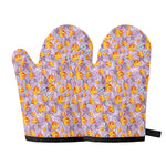 Watercolor Apricot Fruit Pattern Print Oven Mitts
